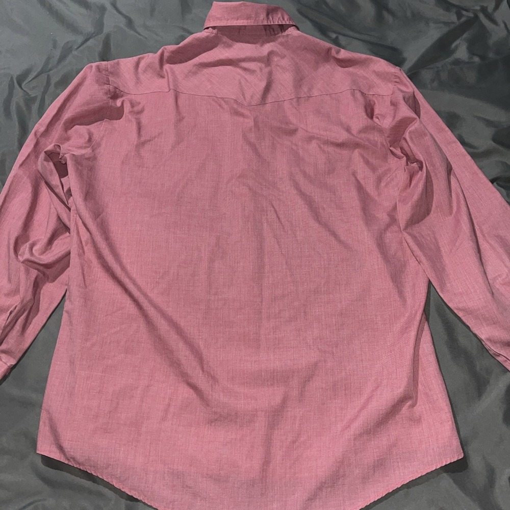Vintage Border Town Western Wear Pearl Snap Button Up Shirt Long Tail Form Fit - Picture 10 of 10